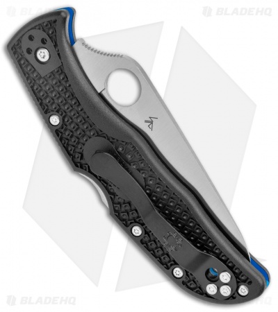 Spyderco Endela Thin Blue Line Knife Black FRN (3.4" Serr Satin) C243FPSBKBL