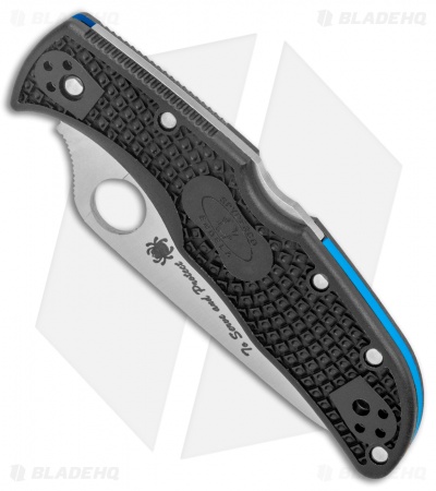 Spyderco Endela Thin Blue Line Knife Black FRN (3.4" Serr Satin) C243FPSBKBL