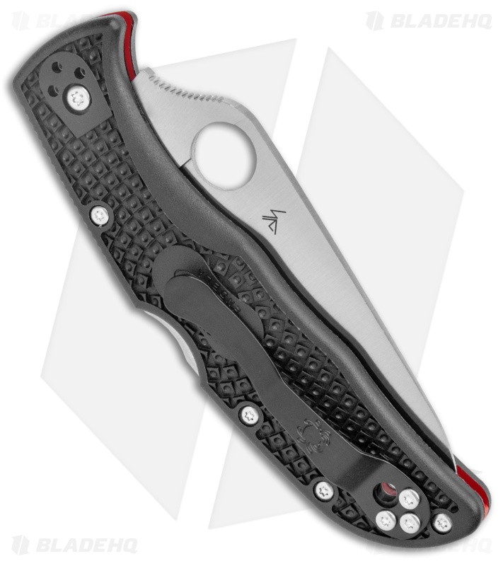 Spyderco Endela Thin Red Line Knife Black FRN (3.4" Serr Satin) C243FPSBKRD