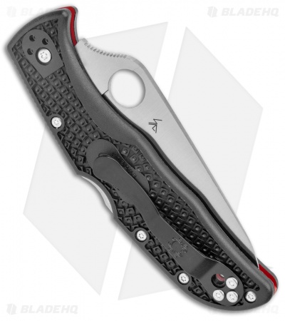 Spyderco Endela Thin Red Line Knife Black FRN (3.4" Serr Satin) C243FPSBKRD