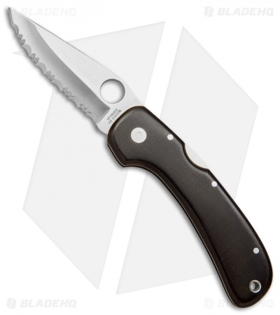 Spyderco Wayne Goddard Small Lock Back Knife Brown Micarta (2.9" Satin Serr) 