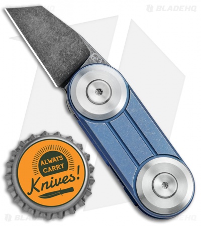 Stedemon MINI-01 Frame Lock Knife Blue Titanium (1.3" Black Stonewash)
