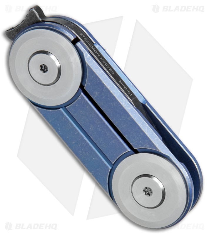 Stedemon MINI-01 Frame Lock Knife Blue Titanium (1.3" Black Stonewash)