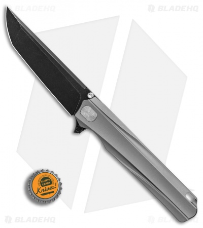 Stedemon Shy V Tanto Integral Frame Lock Knife Blasted Ti (4" Black SW) 