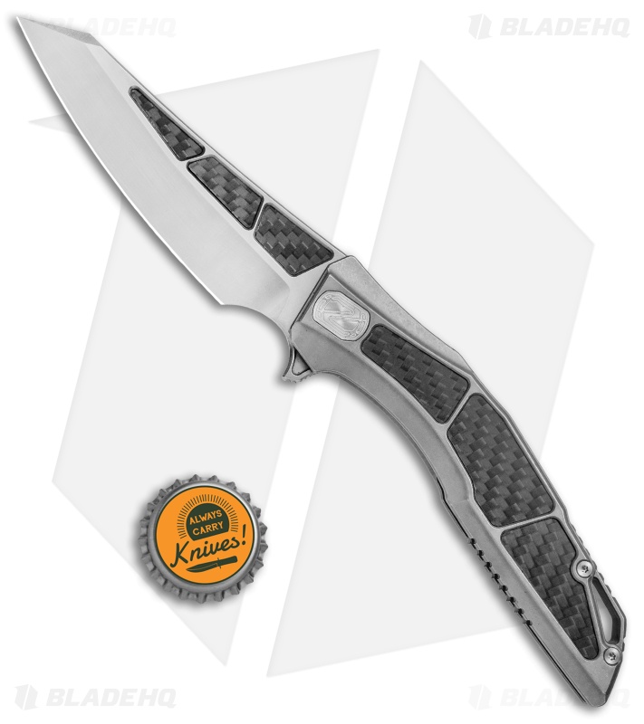 Stedemon Zon Zodiac Frame Lock Knife CF/Blasted Titanium (3.75" Satin) C04BLS