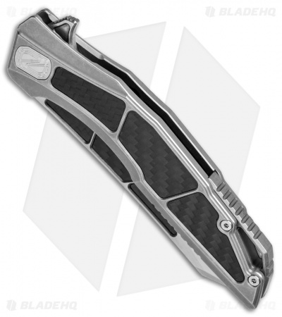 Stedemon Zon Zodiac Frame Lock Knife CF/Blasted Titanium (3.75" Satin) C04BLS