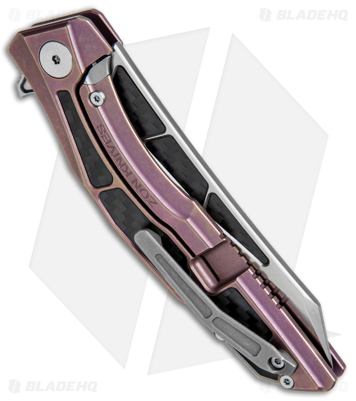 Stedemon Zon Zodiac Frame Lock Knife CF/Pink Titanium (3.75