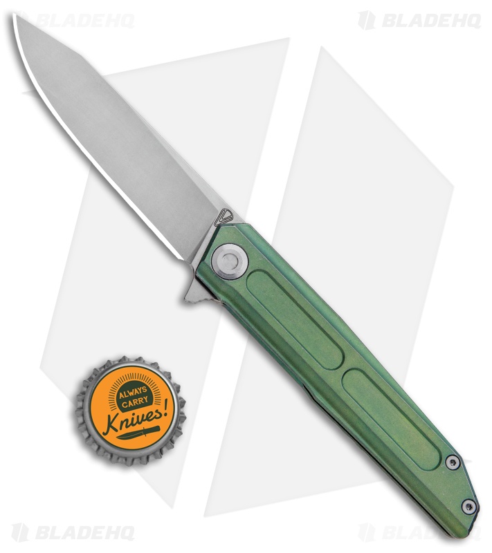 Stedemon Vouking Samgun TS05 Frame Lock Knife Green Titanium (3.3" Stonewash) 