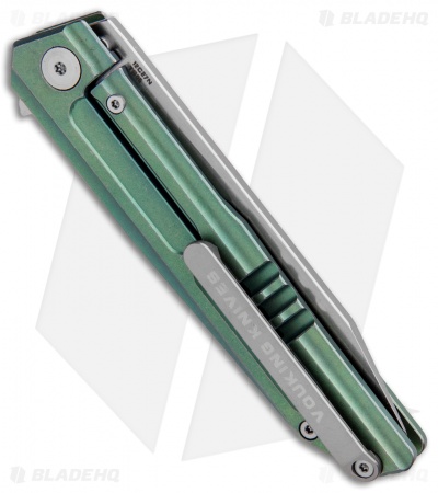 Stedemon Vouking Samgun TS05 Frame Lock Knife Green Titanium (3.3" Stonewash) 