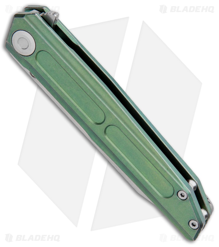 Stedemon Vouking Samgun TS05 Frame Lock Knife Green Titanium (3.3" Stonewash) 
