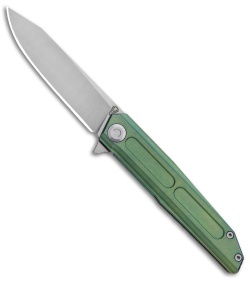 Stedemon Vouking Samgun TS05 Frame Lock Knife Green Titanium (3.3" Stonewash) 