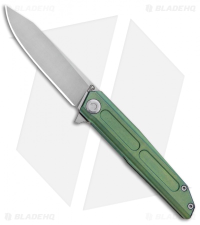 Stedemon Vouking Samgun TS05 Frame Lock Knife Green Titanium (3.3" Stonewash) 