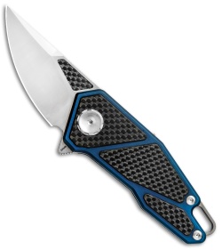 Stedemon Knife Co. ZKC A01 Flipper Knife CF/Blue Tititanium (2.5" Satin) 