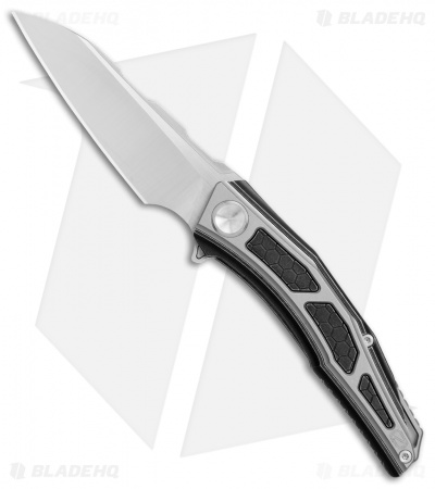 Stedemon Jenova Frame Lock Knife Black/Gray Titanium (2.75" Satin) A02BLC 