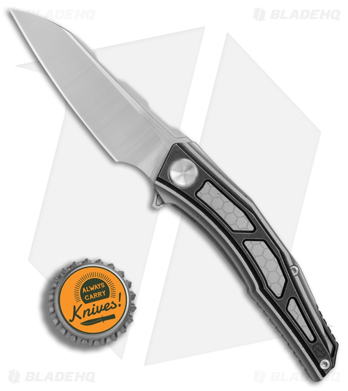  Stedemon Jenova Frame Lock Knife Gray/Black Titanium (2.75" Satin) A02BLS