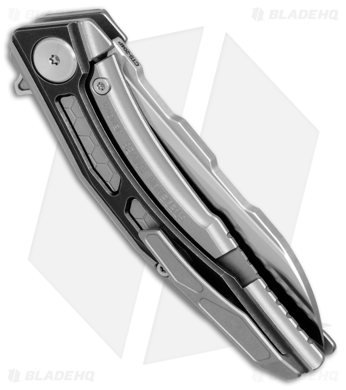  Stedemon Jenova Frame Lock Knife Gray/Black Titanium (2.75" Satin) A02BLS