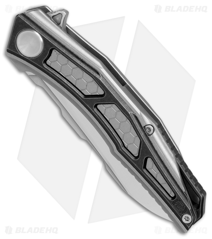  Stedemon Jenova Frame Lock Knife Gray/Black Titanium (2.75" Satin) A02BLS