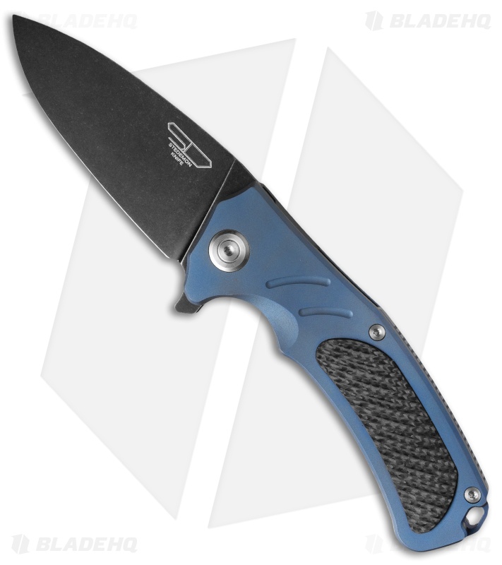 Stedemon Knife Co. Bastion Frame Lock Flipper Blue Titanium (3.75" Smokewash)