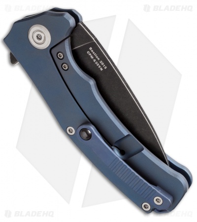 Stedemon Knife Co. Bastion Frame Lock Flipper Blue Titanium (3.75" Smokewash)