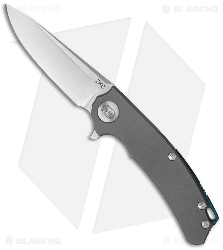 Stedemon Knife Co. ZKC Flipper Knife Gray Bead Blast Ti (3.5" Stonewash) B-01