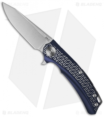 Stedemon Knife Co. ZKC Flipper Knife Blue Milled (3.5
