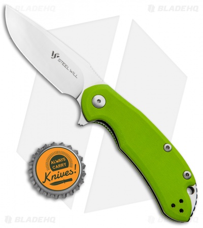 Steel Will Knives Cutjack Mini Flipper Knife Green G-10 (3" Satin) C22M-2GR