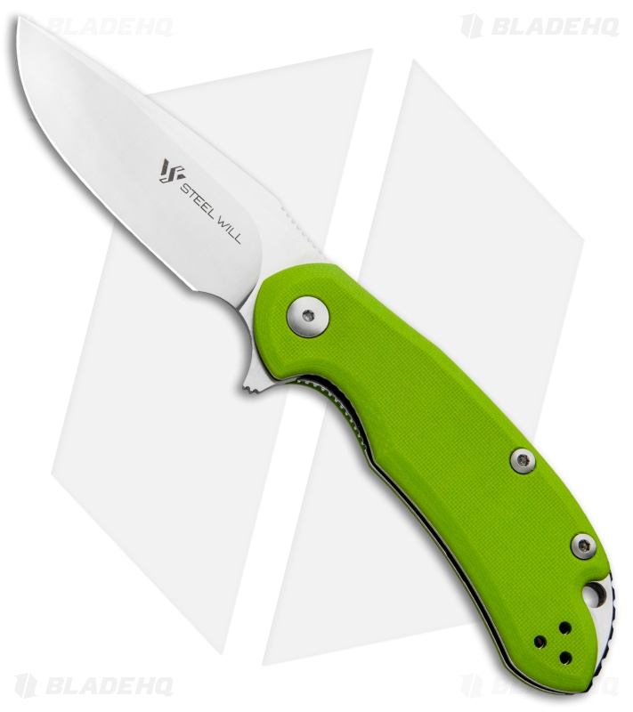 Steel Will Knives Cutjack Mini Flipper Knife Green G-10 (3" Satin) C22M-2GR
