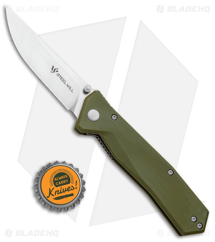 Steel Will Daitengu Liner Lock Knife OD Green G-10 (3.25" Satin) F11-02