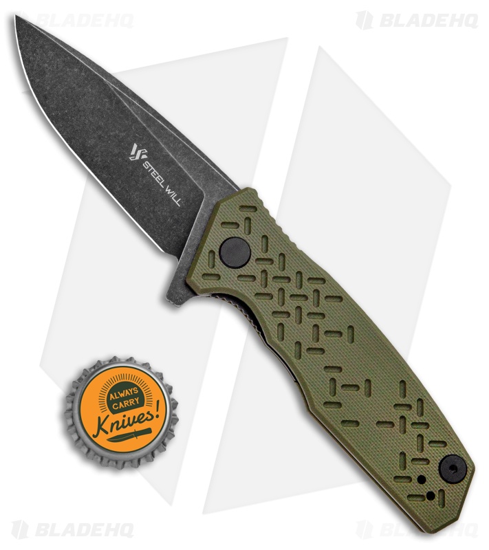  Steel Will Knives Chatbot Flipper Knife OD Green G10 (3.25" BSW) F14-33