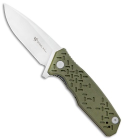 Steel Will Knives Chatbot Liner Lock Flipper Knife OD Green G10 (3.25" Satin)