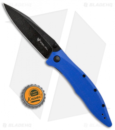 Steel Will Gienah Liner Lock Knife Blue G-10 (3.9" Black Stonewash)  F53-23