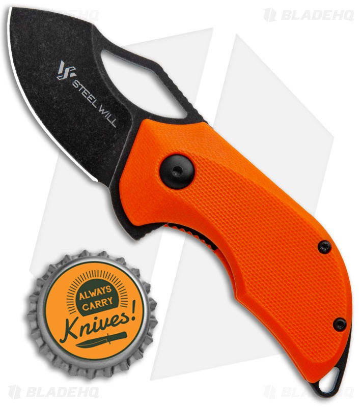Steel Will Kobold Liner Lock Knife Orange G-10 (1.75" Black Stonewash) F66-22