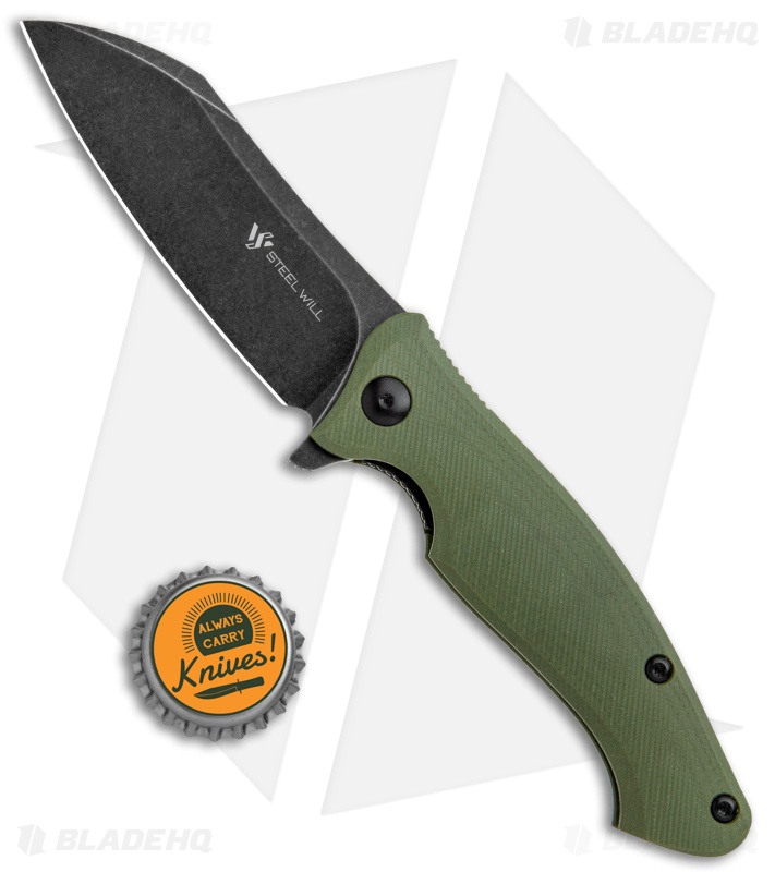 Steel Will Nutcracker Liner Lock Knife OD Green G-10 (3.5" Black SW) F24-33