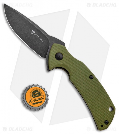 Steel Will Plague Doctor Liner Lock Knife OD Green G-10 (3.4" Black SW) F16M-33