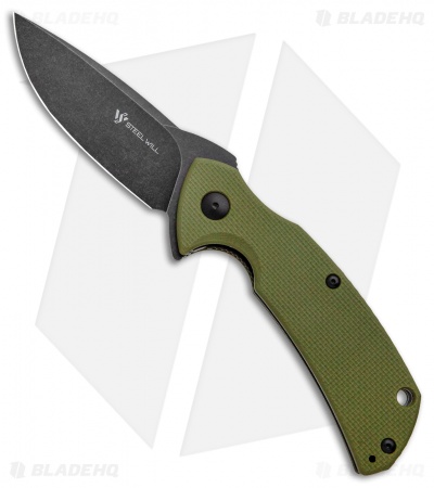 Steel Will Plague Doctor Liner Lock Knife OD Green G-10 (3.4" Black SW) F16M-33