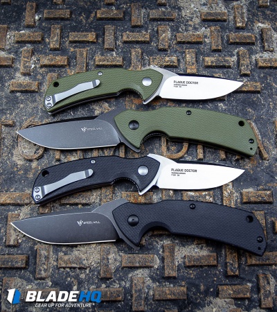 Steel Will Plague Doctor Mini Liner Lock Knife OD Green G-10 (3.4" Satin) 