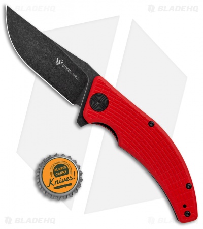 Steel Will Sargas Liner Lock Knife Red G-10 (3.25" Black Stonewash) F60-13
