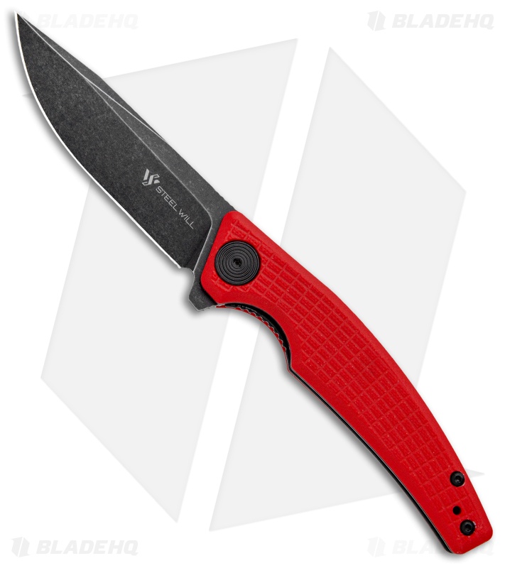 Steel Will Shaula Liner Lock Knife Red G-10 (3.3" Black Stonewash)  F61-13 