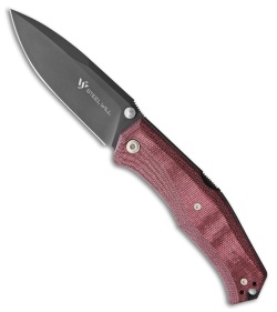 Steel Will Knives Gekko Mini 1555 Lockback Knife Red Micarta (3.5" Black)