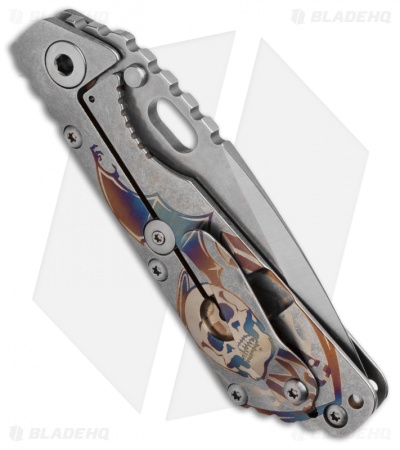 Mick Strider Custom SMF Knife Stonewash Graphic Titanium Handle MSC