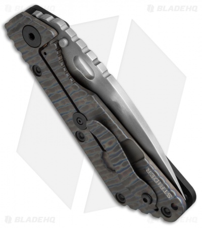 Strider SMF Frame Lock Knife Black G-10/Flame Ti (3.9" Tiger Stripe)