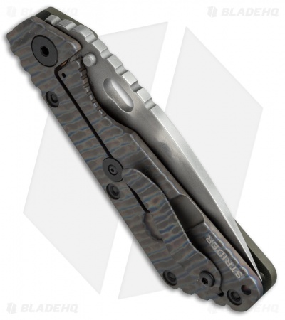Strider SMF Frame Lock Knife Green G-10/Flame Ti (3.9" Tiger Stripe)