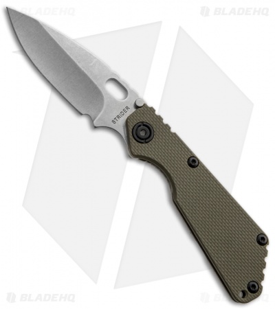 Strider SnG 3/4 Green G10 Folding Knife (3.5" Stonewash Plain) S30V