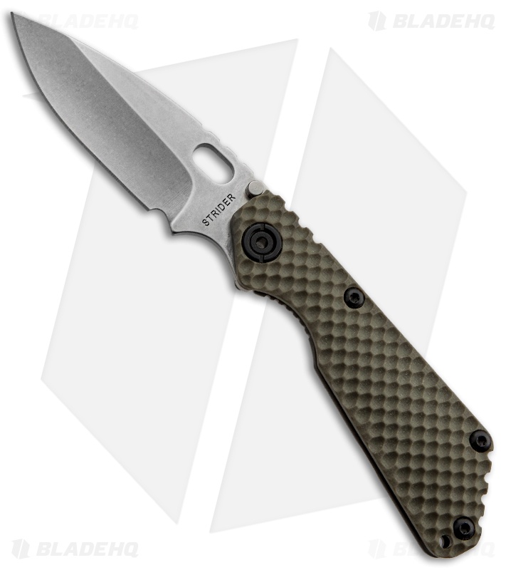 Strider 3/4 SnG Green GG Gunner Grip Folding Knife (3.5" Stonewash Plain)