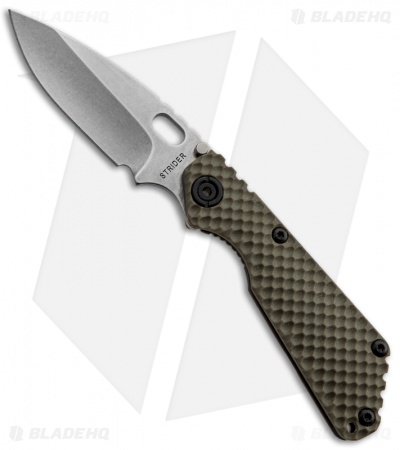 Strider 3/4 SnG Green GG Gunner Grip Folding Knife (3.5" Stonewash Plain)