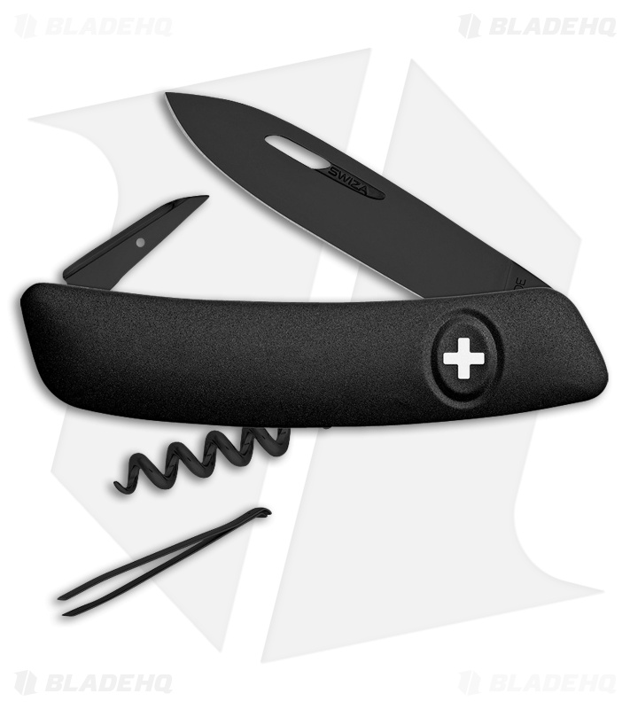 Swiza D01 Button Lock Swiss Pocket Knife Black (2.75" Black)