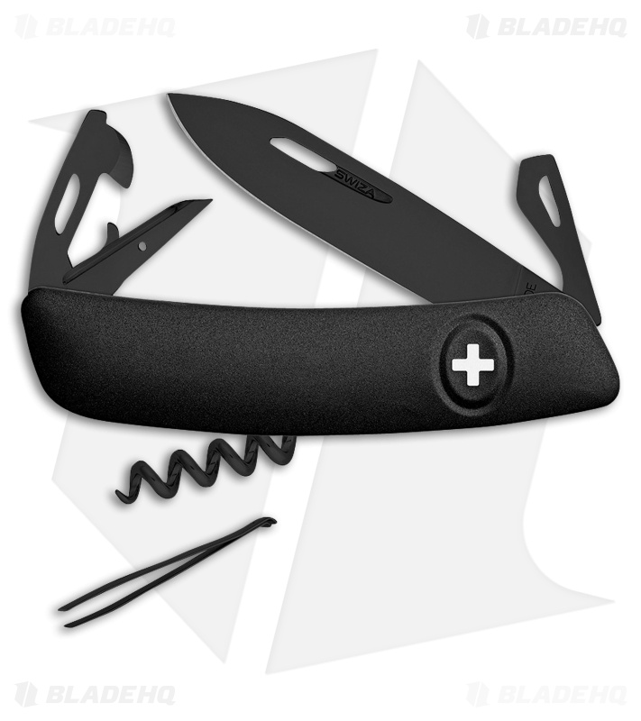 Swiza D03 Button Lock Swiss Pocket Knife Black (2.75" Black) 