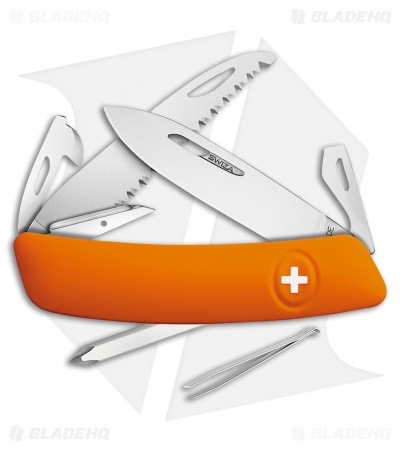 Swiza D06 Button Lock Swiss Pocket Knife Orange (2.75" Mirror) 
