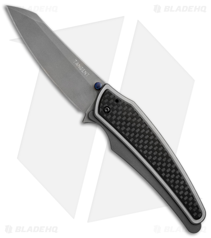 G&G Hawk Custom Tangent Flipper Carbon Fiber Knife (3.25" Damascus) #16