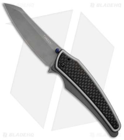 G&G Hawk Custom Tangent Flipper Carbon Fiber Knife (3.25" Damascus) #16